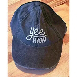 Yee Haw Frankie Jean Blue Distressed Baseball Cap Hat Adjustable OSFM NWT